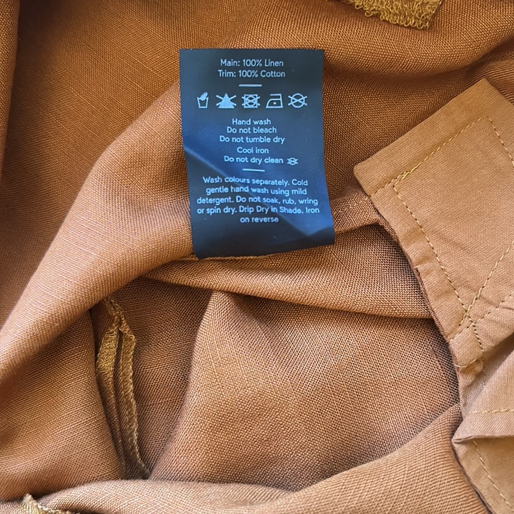 ELK AU 14 100% linen copper wide leg pants with metallic sheen - Picture 6 of 9